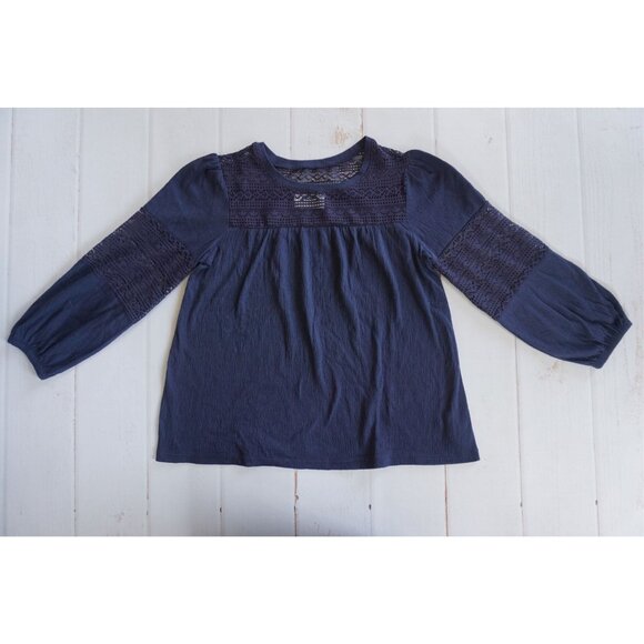 Old Navy Other - Old Navy Girl's Blue Lace Balloon-Sleeve Jersey Top - Size XL (14)